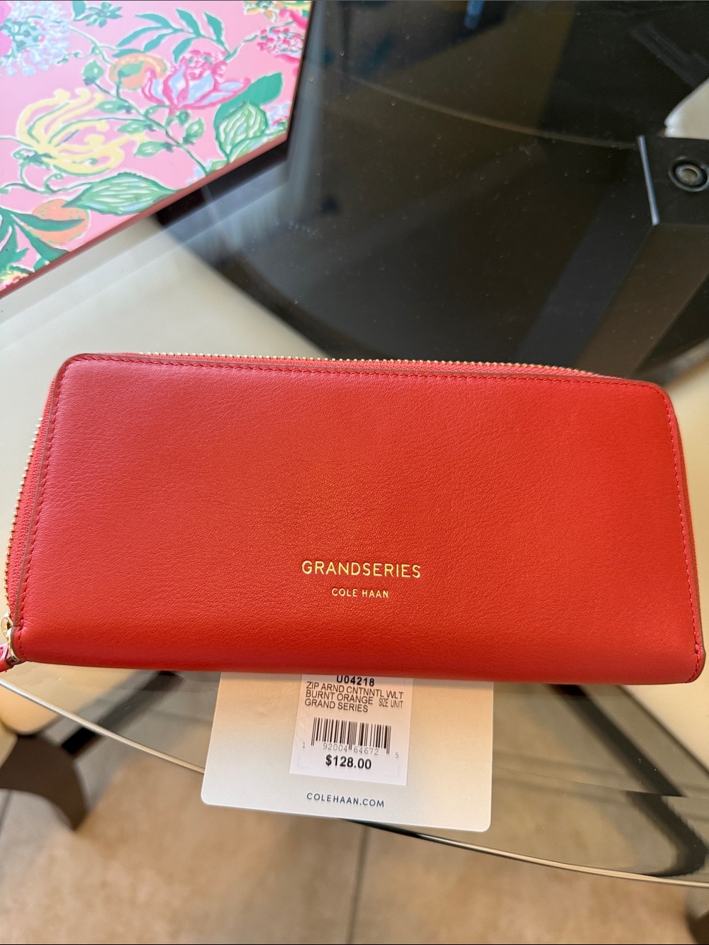 Cole Haan Red GrandSeries Zip-Around Wallet
